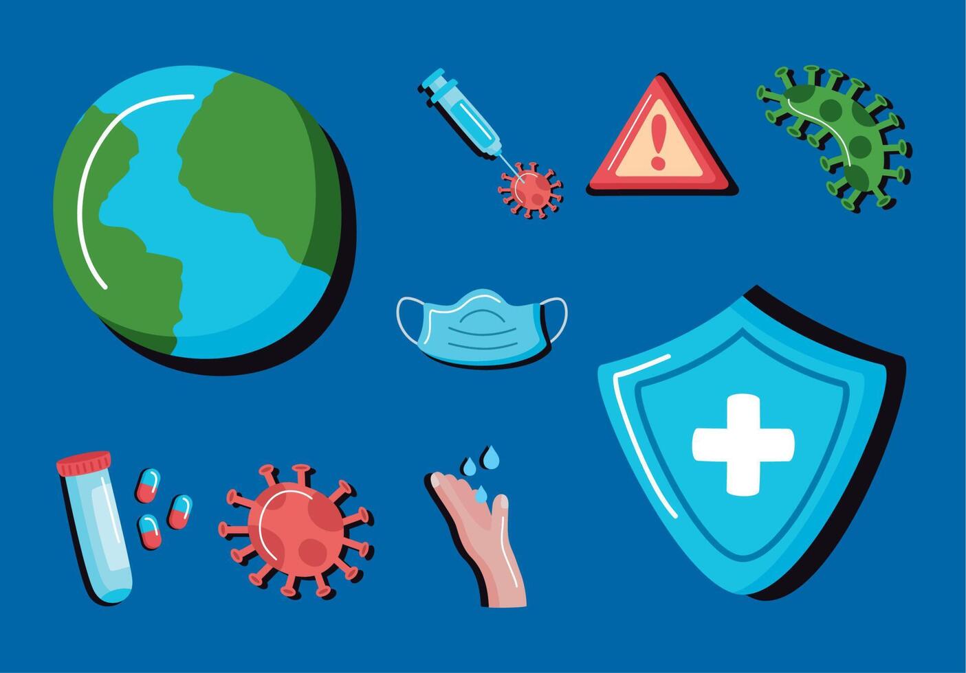 nine pandemic conjuncture icons vector