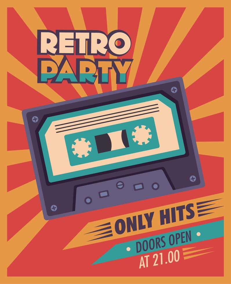 party retro style template vector