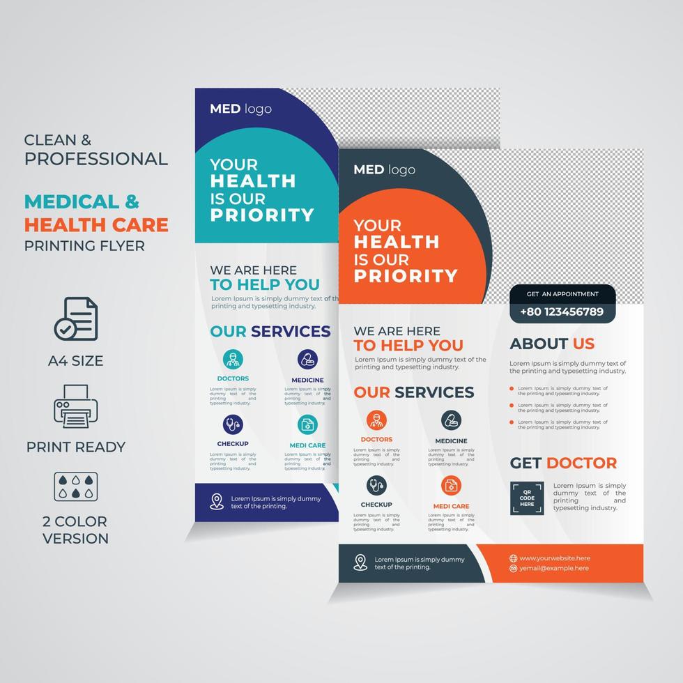 Medical healthcare and Corporate flyer or poster design Template vector