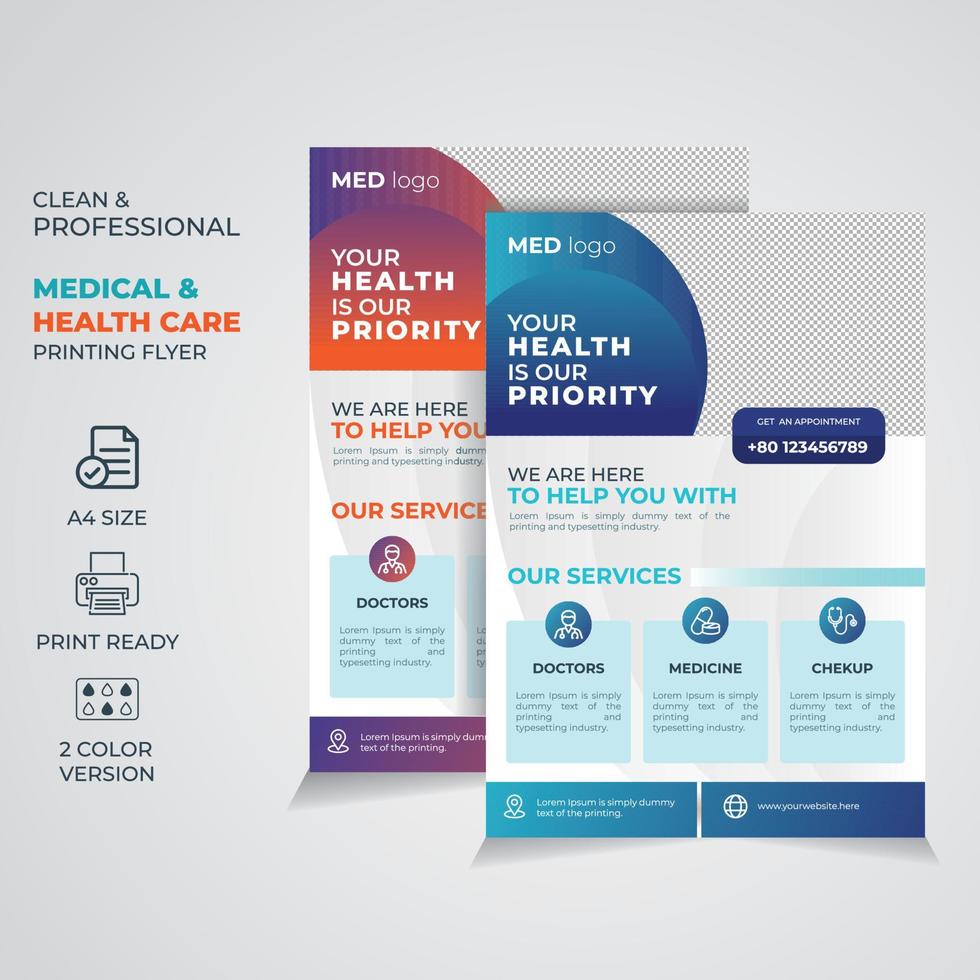 Medical healthcare and Corporate flyer or poster design Template vector