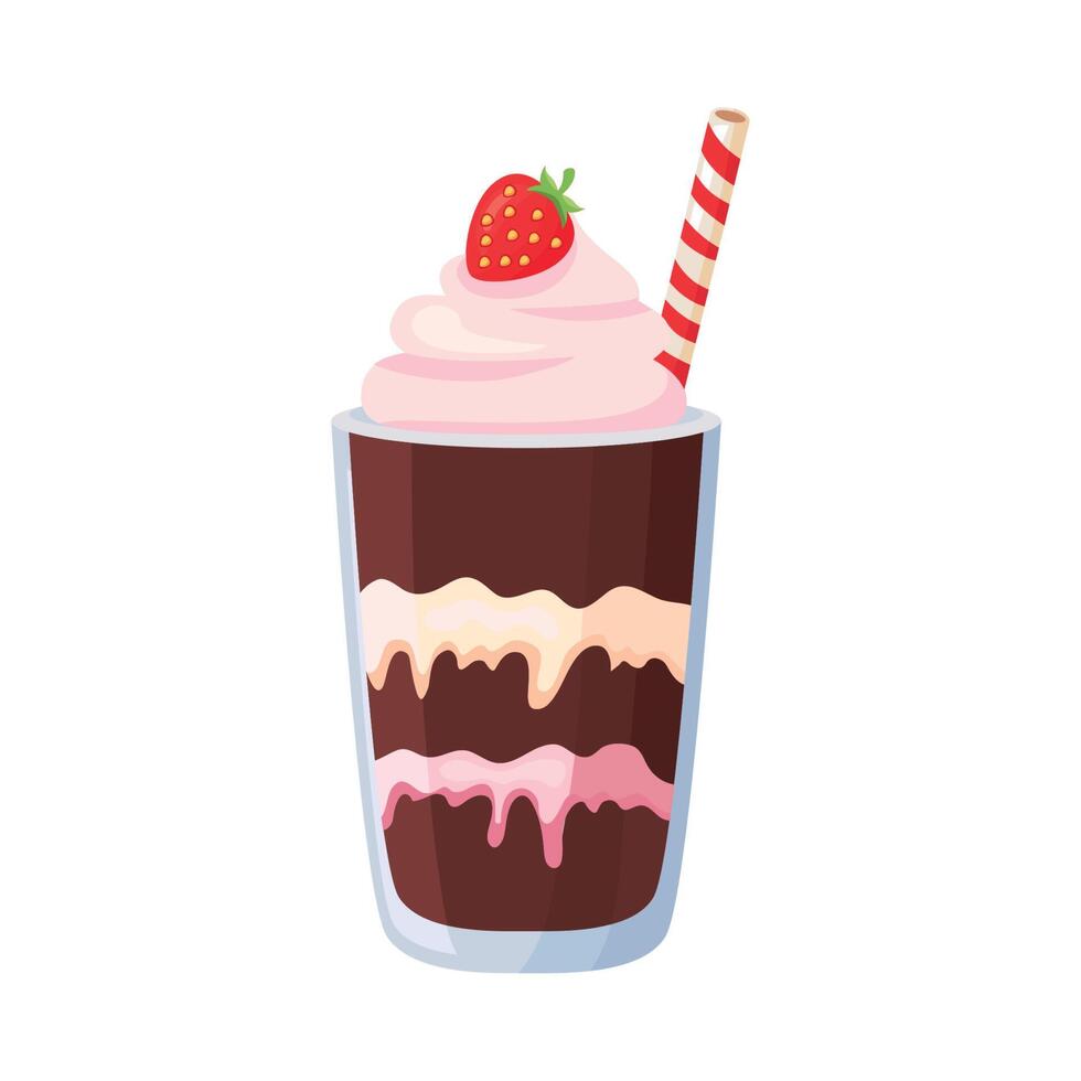 sorbet with strawberry vector