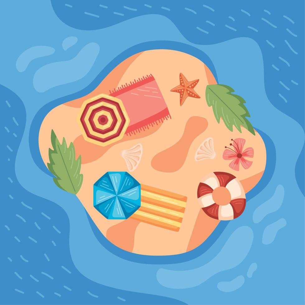 beach island seascape scene vector