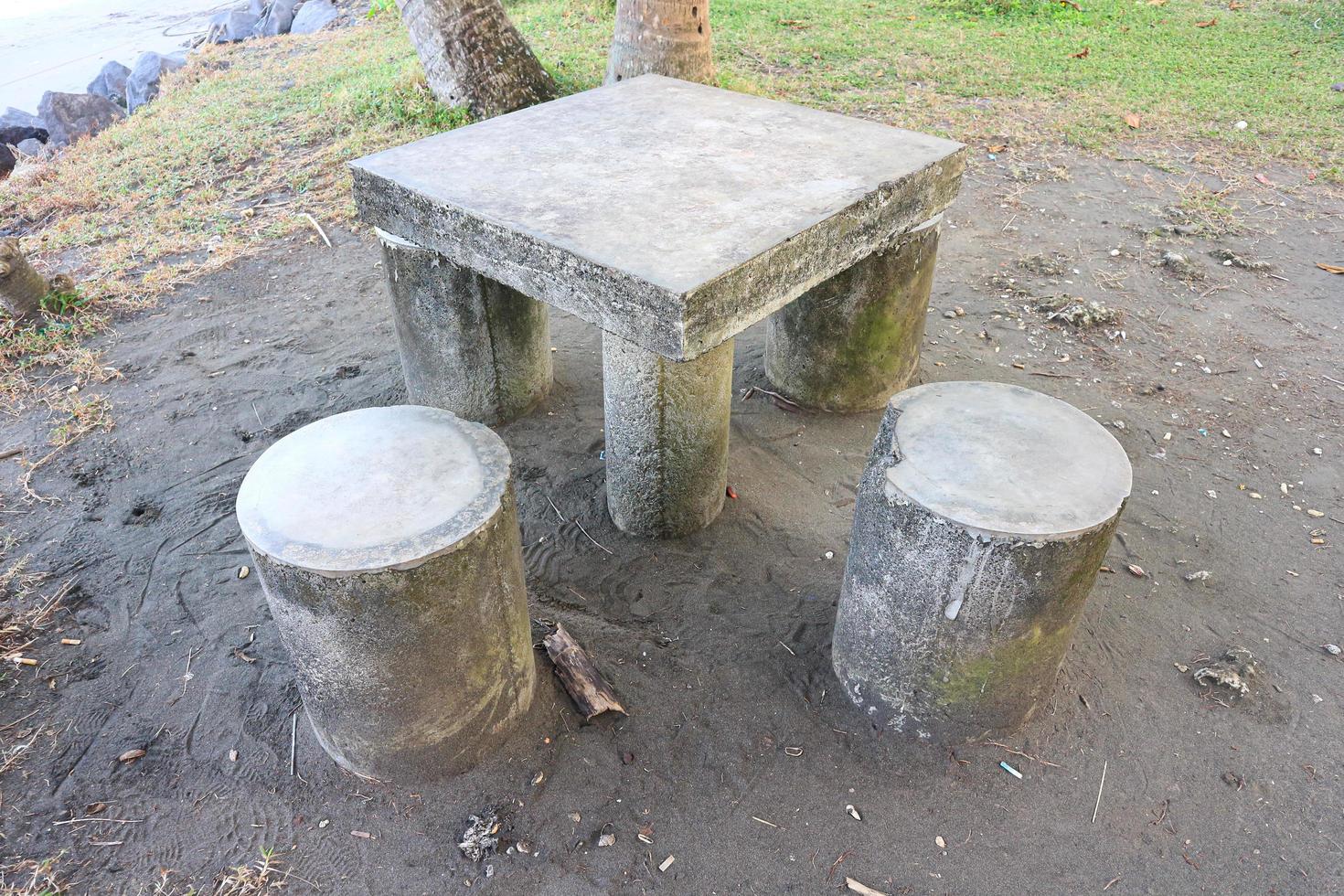 unique beach stone benches with beautiful colors photo