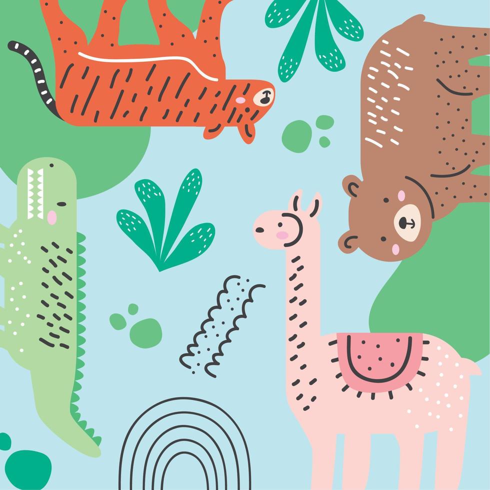 animals doodle design vector