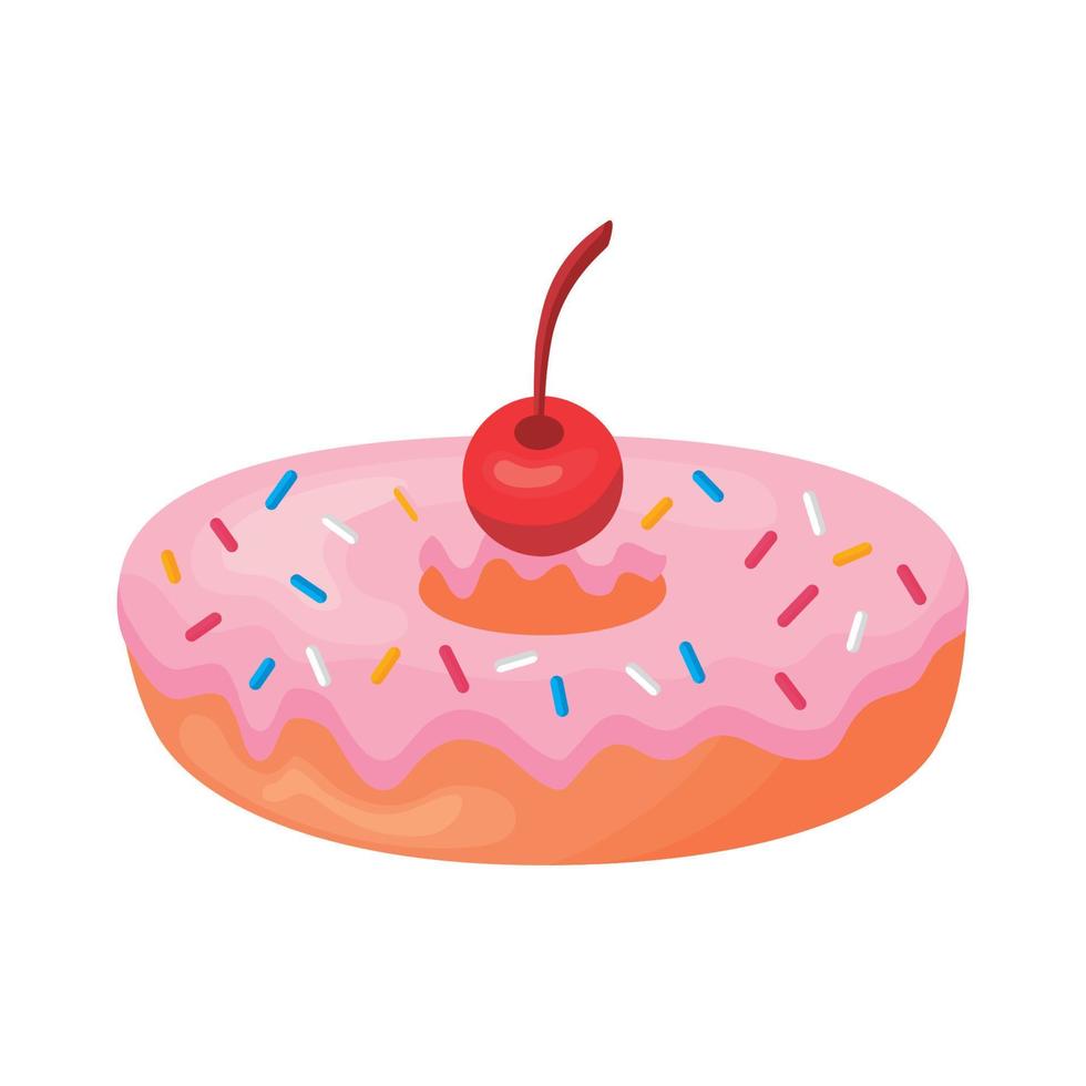 sweet donut with berry vector