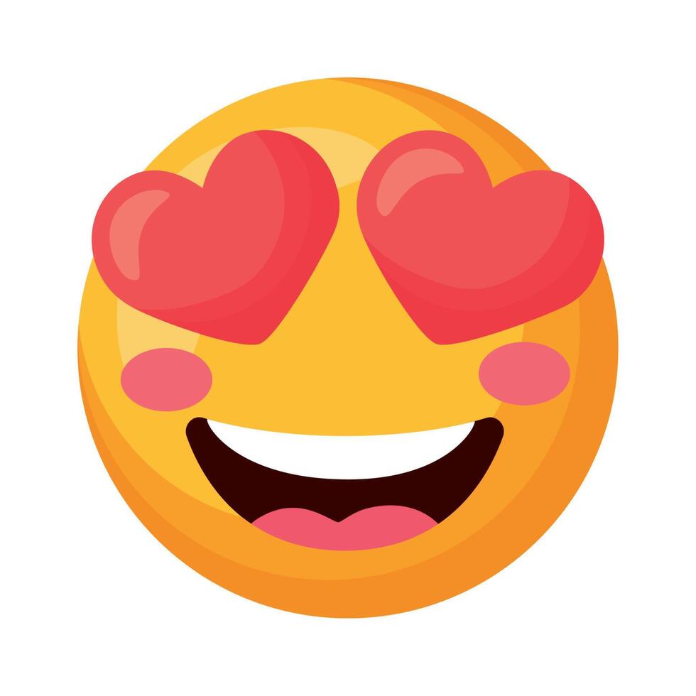 cara emoji con corazones vector