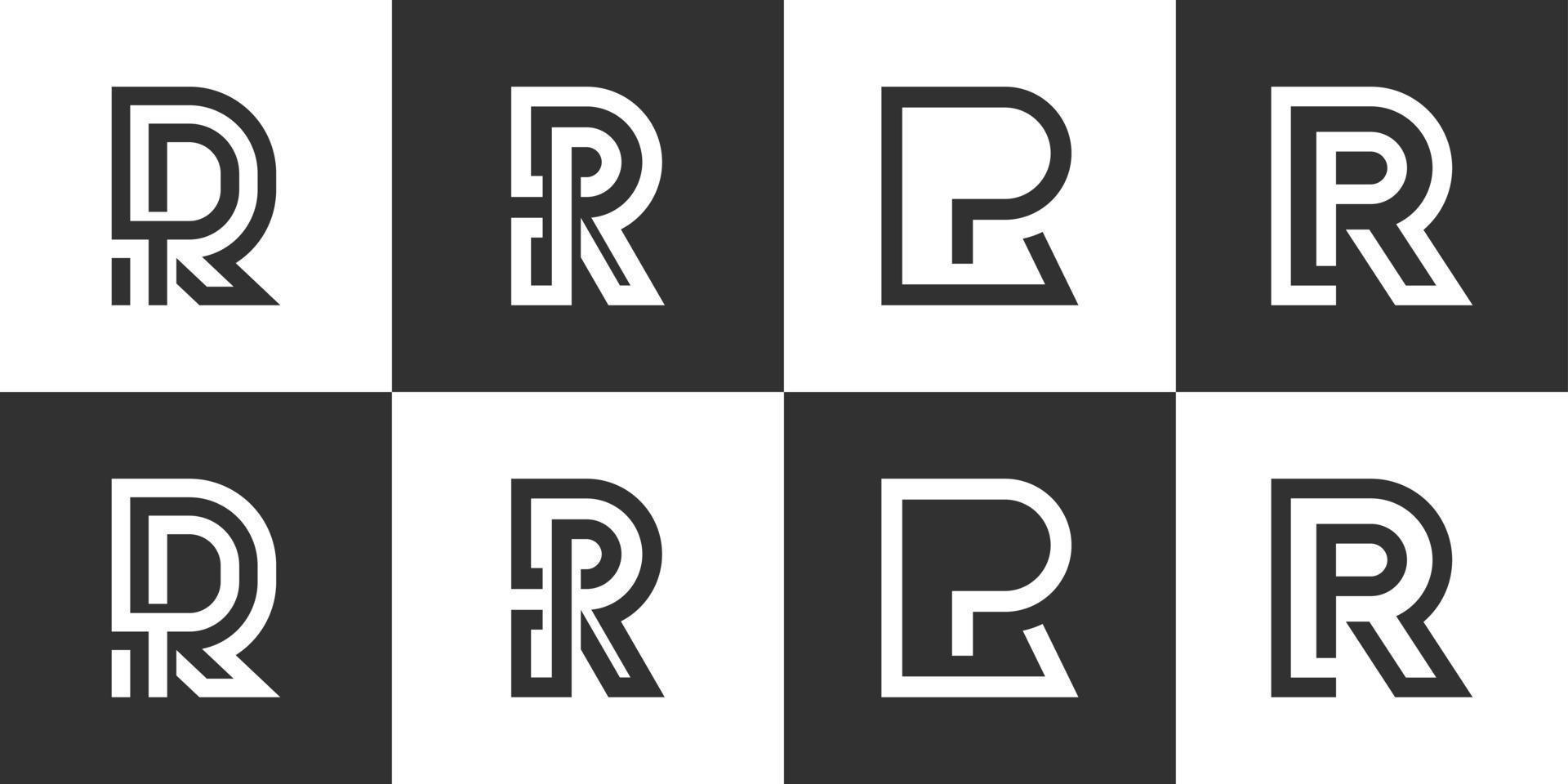 Set of RP or PR letter logo design vector