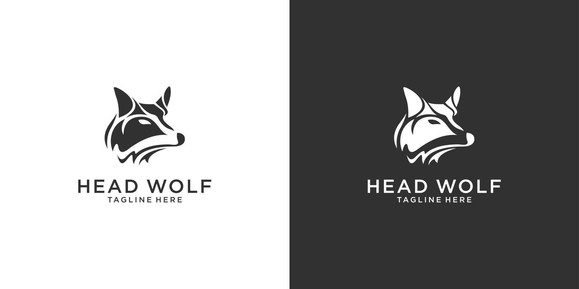 Wolf head abstract vector logo design template.