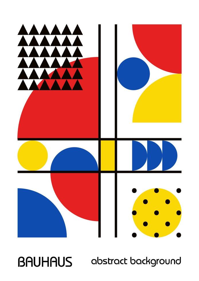 afiches de diseño geométrico mínimos de los años 20, arte mural, plantilla, diseño con elementos de formas primitivas. fondo de patrón retro bauhaus, círculo abstracto vectorial, triángulo y arte de línea cuadrada. vector