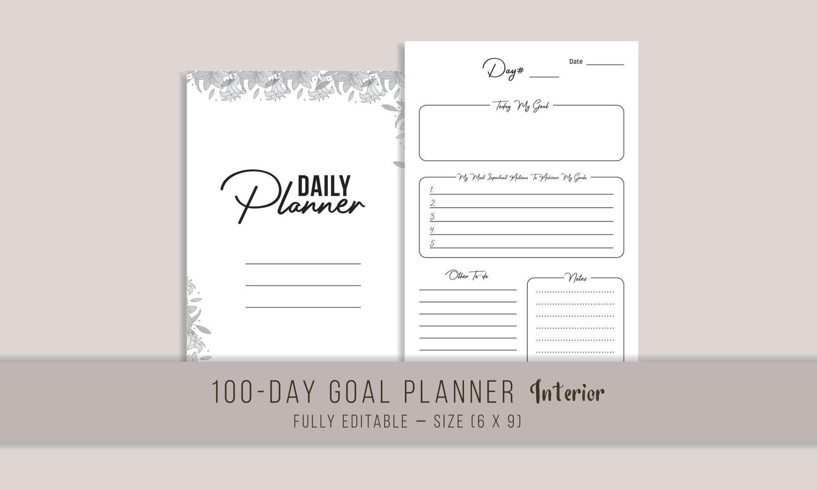 100 Day Goal Planner Daily Planner Interior Design vector