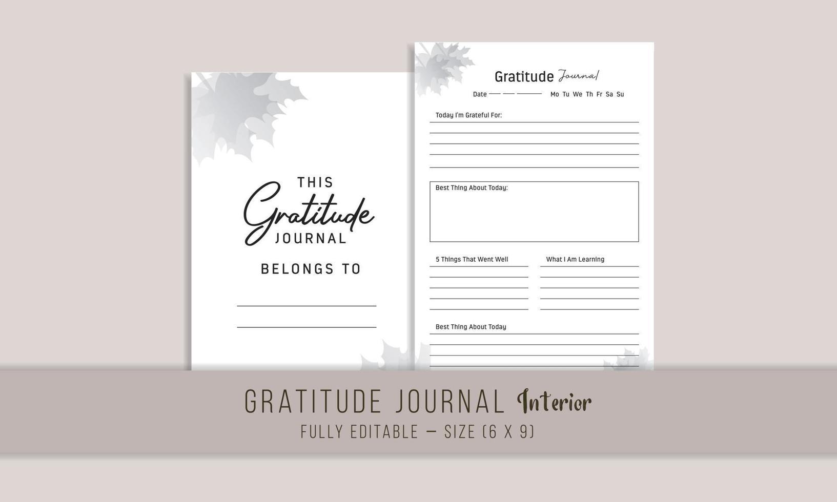 Gratitude Journal Interior Template Design vector