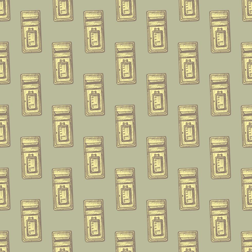 Mailbox engraved seamless pattern. Vintage letterbox in hand drawn style. vector