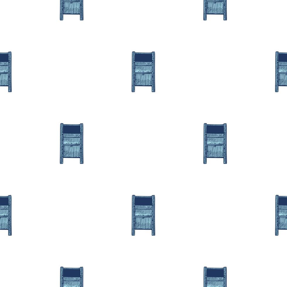 Mailbox engraved seamless pattern. Vintage letterbox in hand drawn style. vector