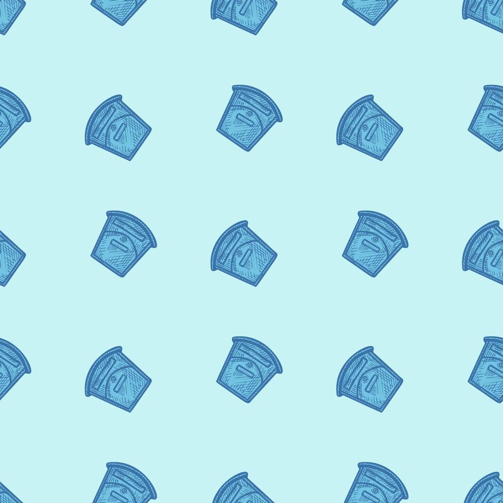Mailbox engraved seamless pattern. Vintage letterbox in hand drawn style. vector