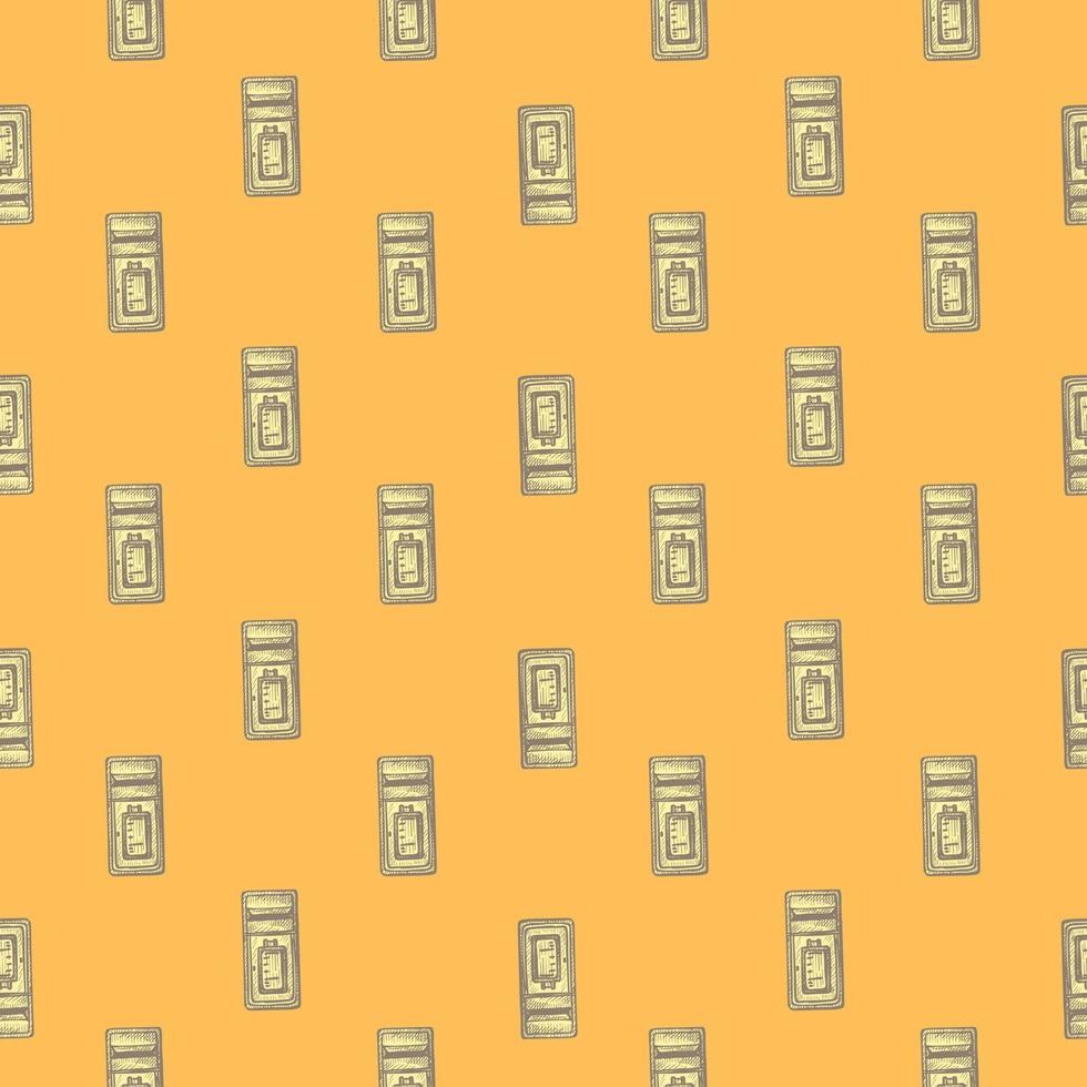 Mailbox engraved seamless pattern. Vintage letterbox in hand drawn style. vector