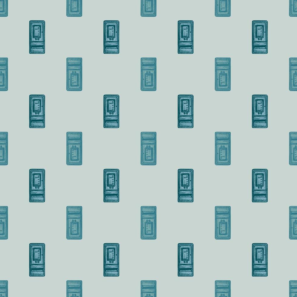 Mailbox engraved seamless pattern. Vintage letterbox in hand drawn style. vector