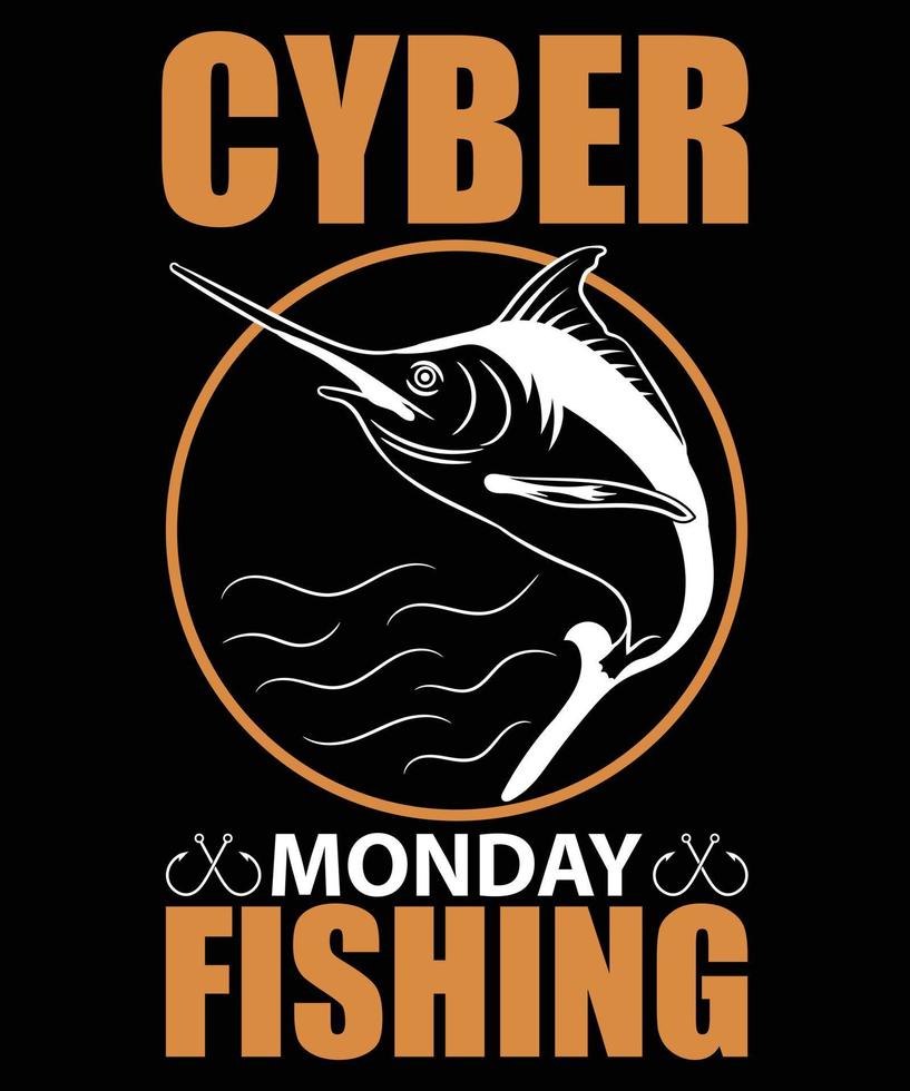 Cyber Monday Fishing Vector T-Shirt Design Template