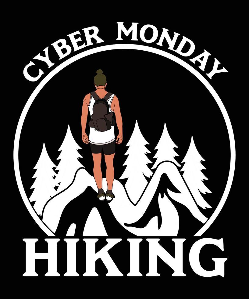 Cyber Monday Hiking Vector T-Shirt Design Template