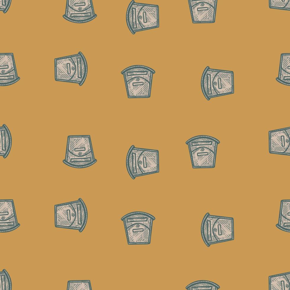 Mailbox engraved seamless pattern. Vintage letterbox in hand drawn style. vector