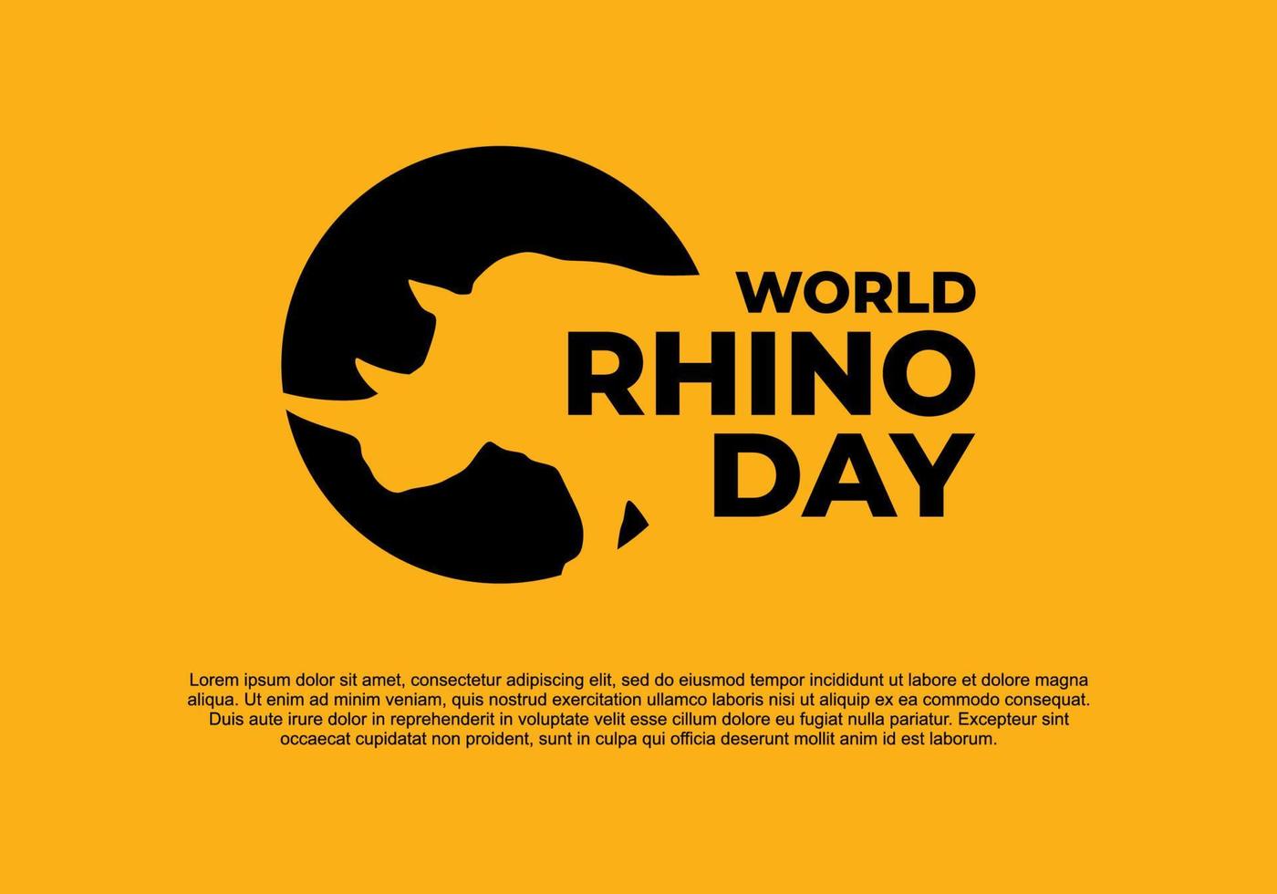 World rhino day background with rhino head symbol on september 22. vector