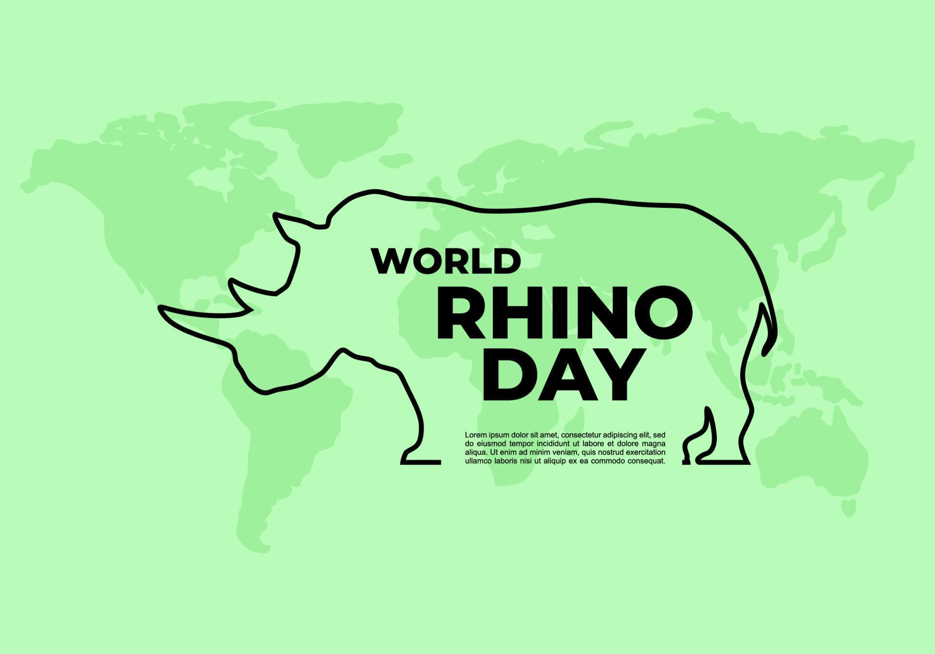 World rhino day background with rhino symbol on globe map september 22