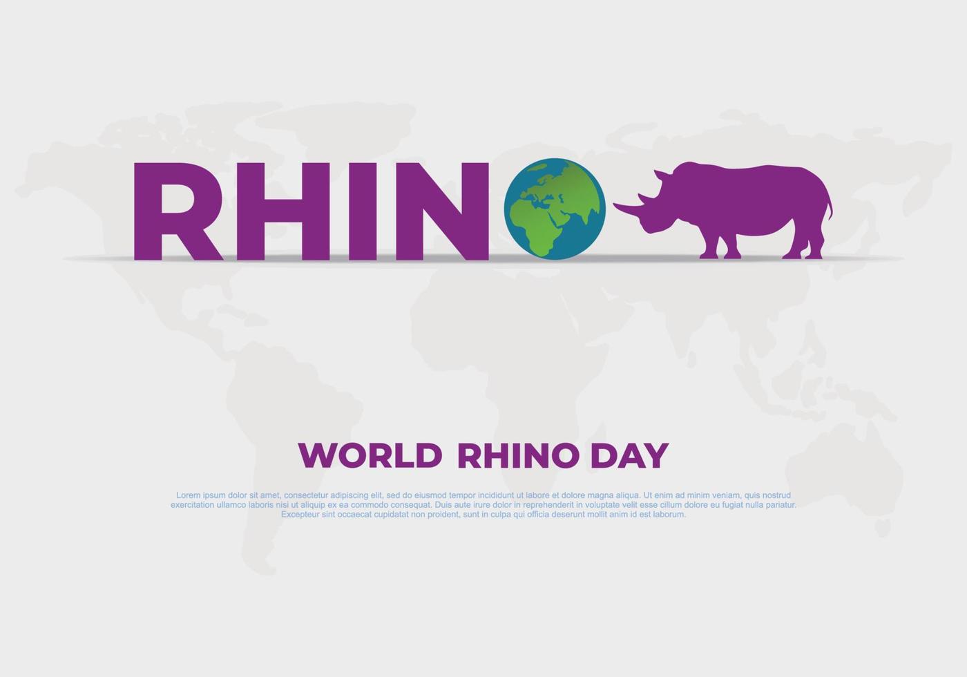 World rhino day background with rhino and globe earth on september 22
