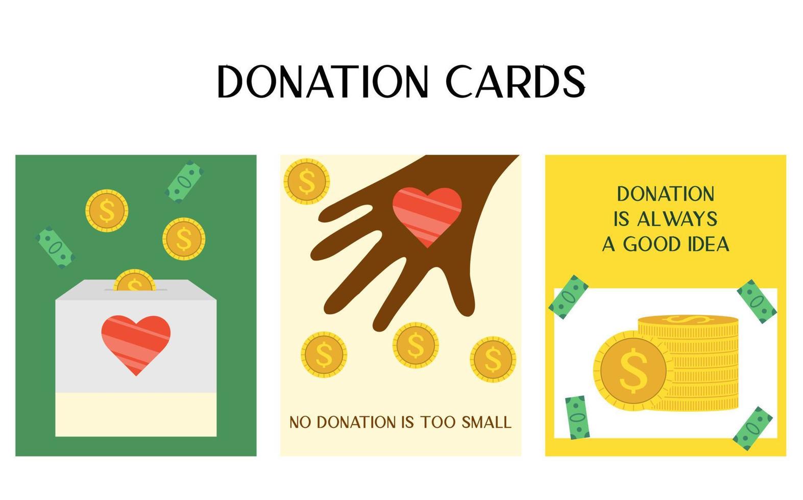 la donación es siempre una buena idea. tarjeta de caridad para el cuidado de los pobres. plantilla para redes sociales vector