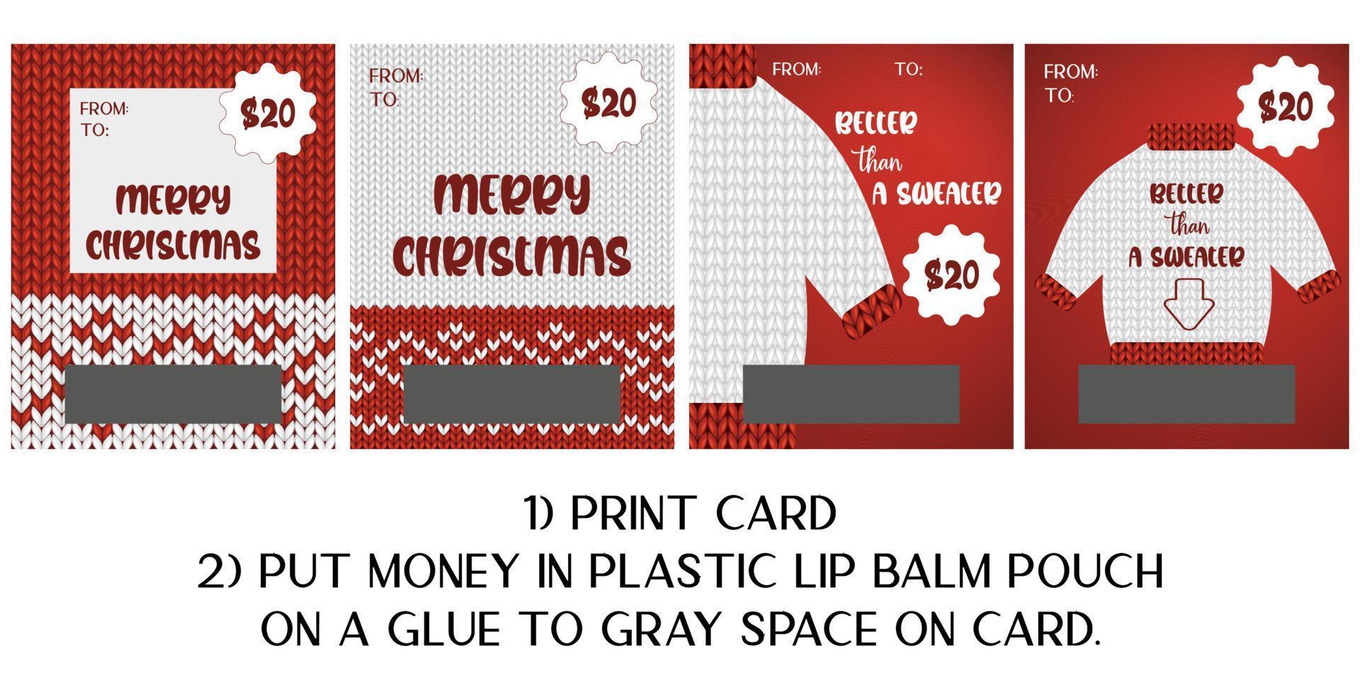 Christmas money card greeting. Better than a sweater lettering set of posters vector