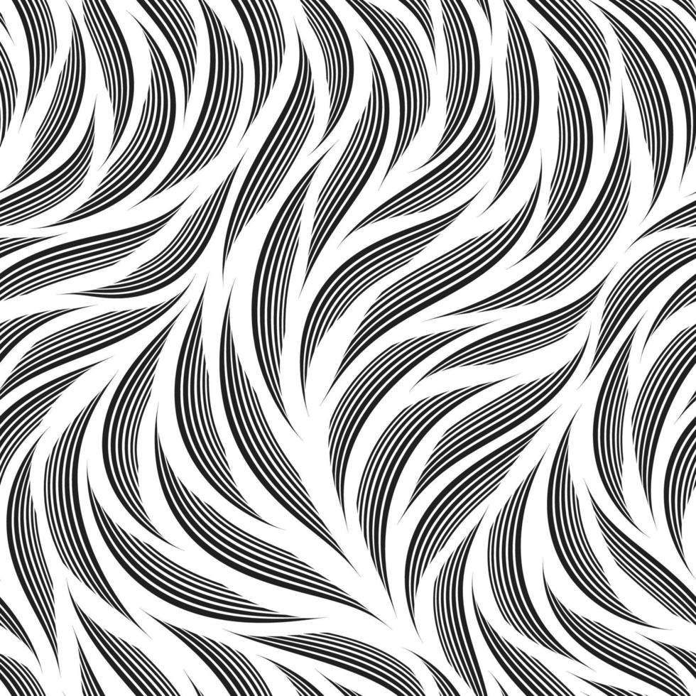 Stock monochrome seamless vector pattern of smooth wavy stripes isolated on a white background.Seamless vector black and white linear pattern of current or flow.