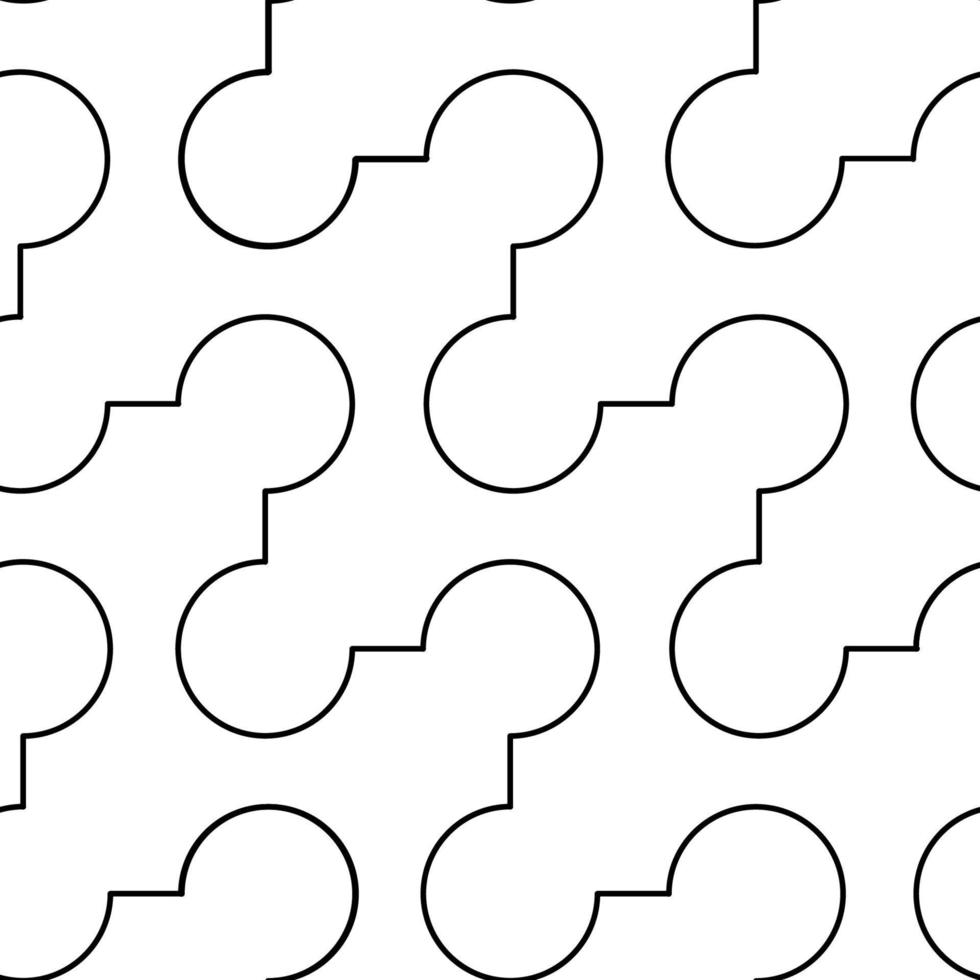 Stock vector seamless pattern of black intersecting lines isolated on white background.Simple vector seamless pattern of arcs and corners.