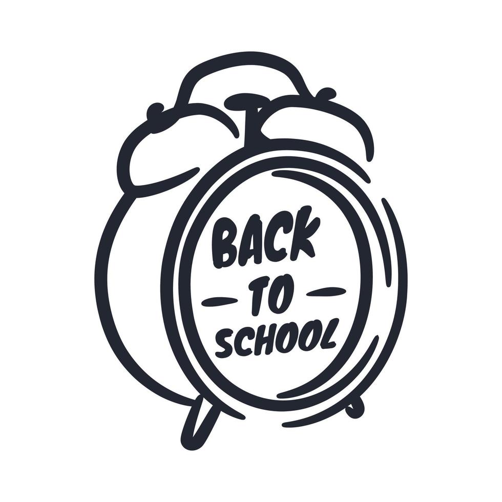 Back to school lettering hand drawn design with alarm clock vector