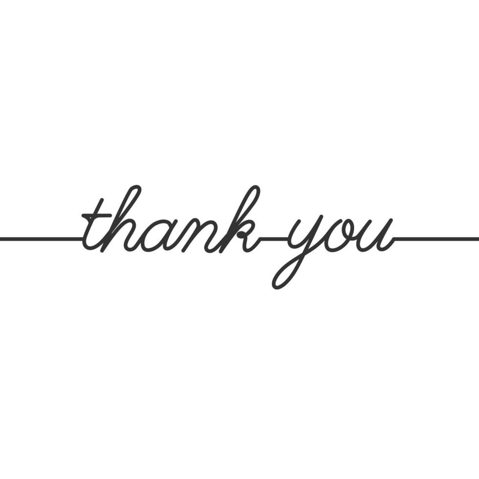 Thank you  - Continuous line drawing typography lettering minimalist design vector