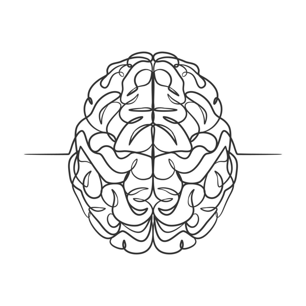 dibujo de línea continua de un cerebro humano vector
