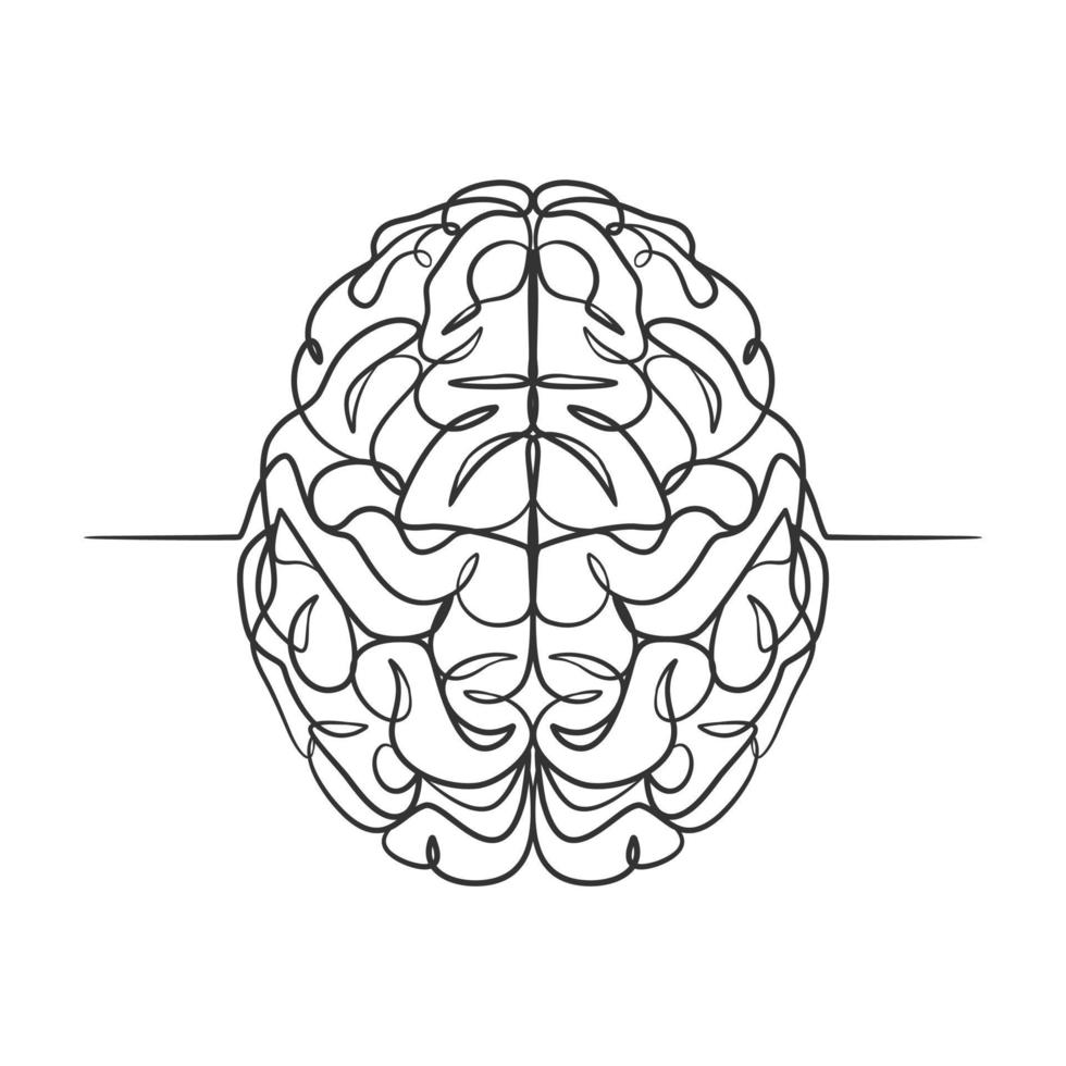 dibujo de línea continua de un cerebro humano vector