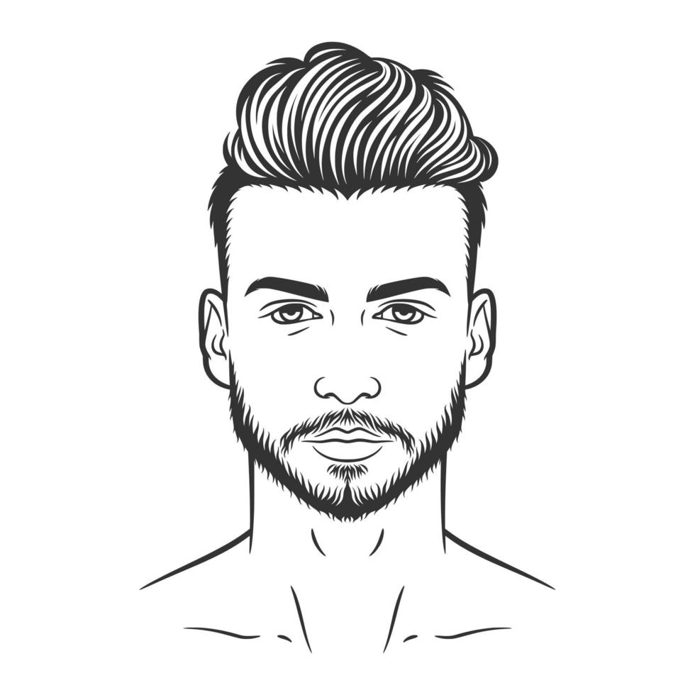 diseño de ilustración de cara de hipster de hombre barbudo vector