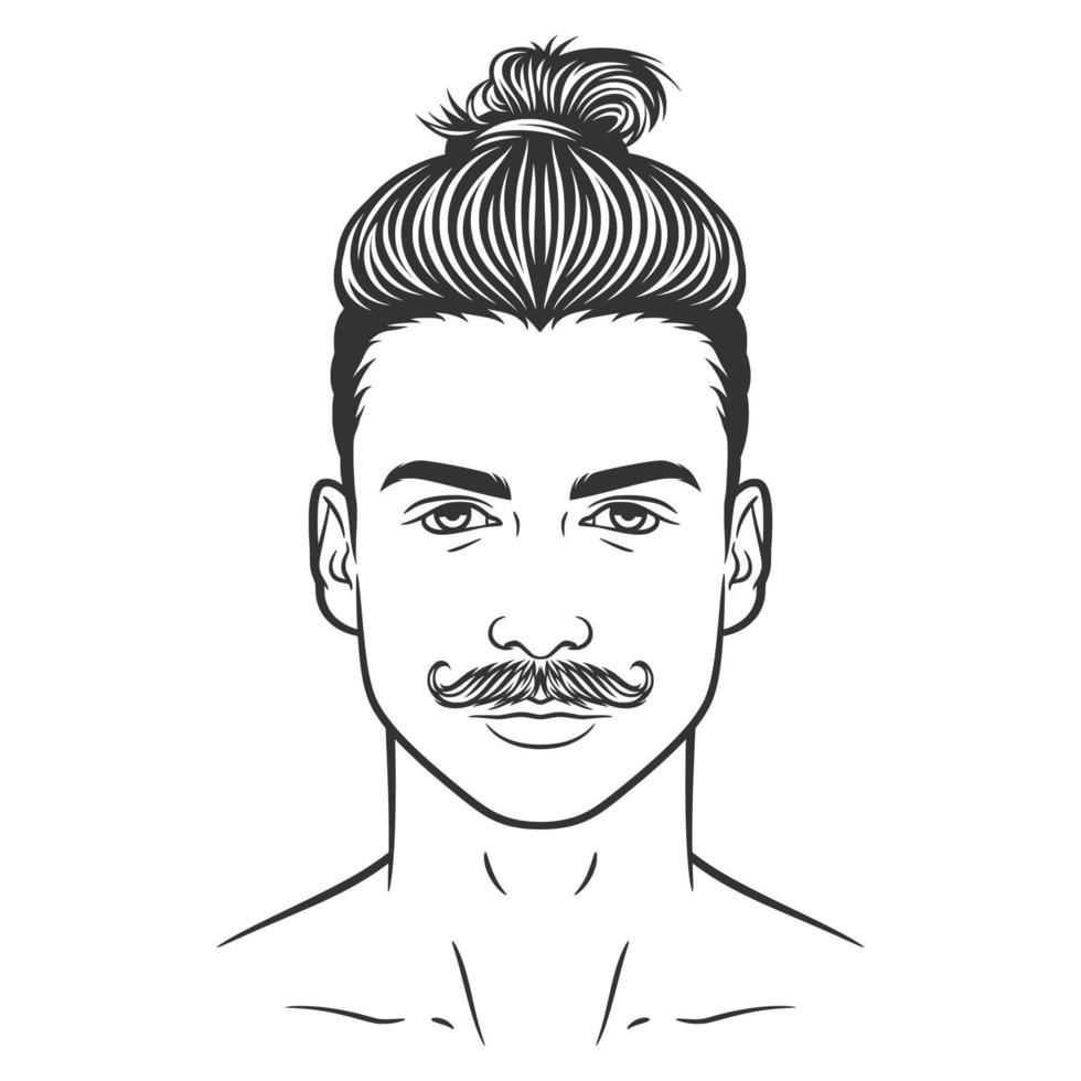 diseño de ilustración de cara de hipster de hombre barbudo vector