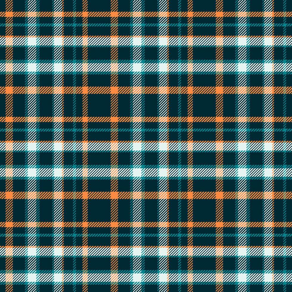 Deep blue, orange modern tartan plaid Scottish seamless pattern. Texture checked plaid designed for clothes, shirts, dresses, bedding, paper, blankets and other textile products. Vector illustration.