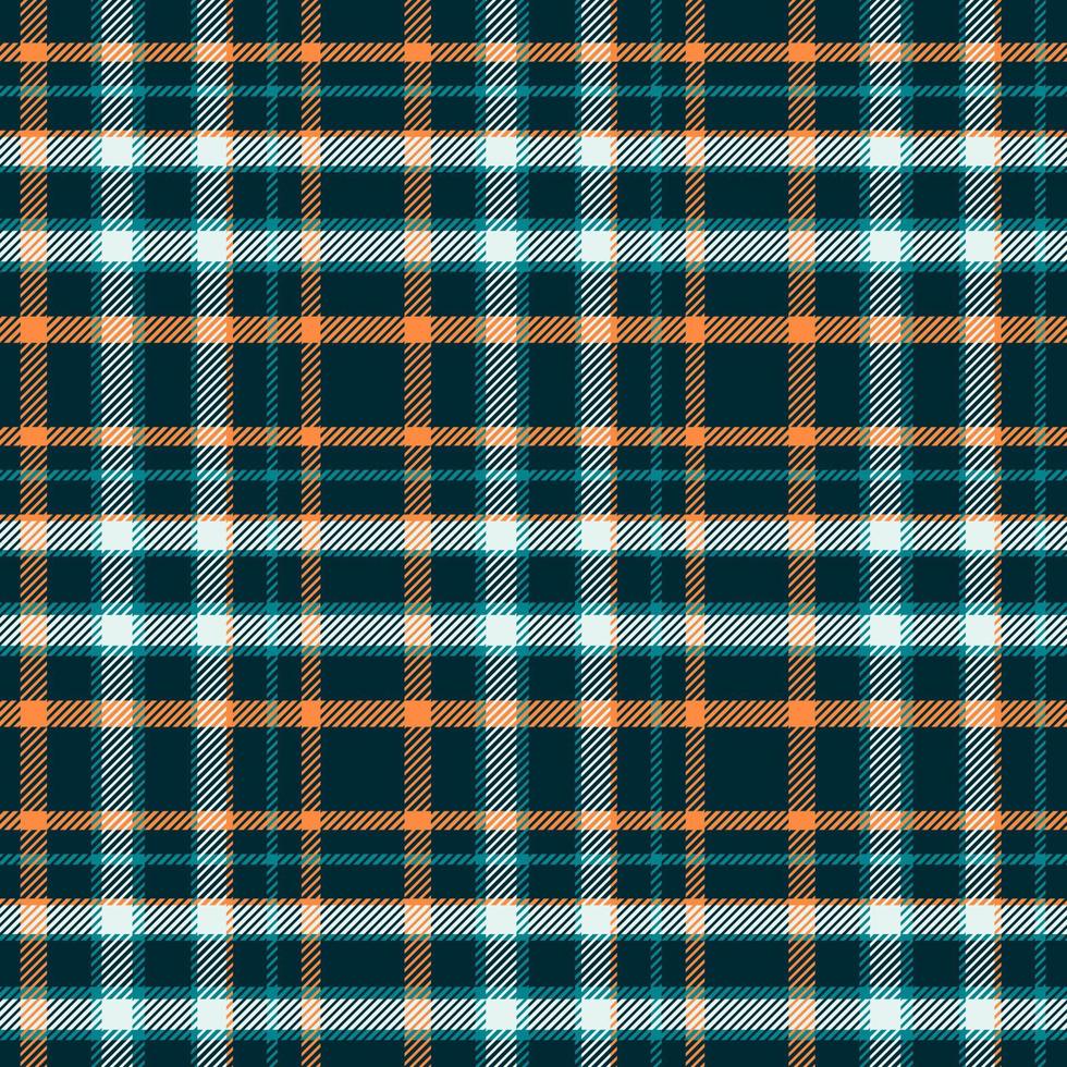 Deep blue, orange modern tartan plaid Scottish seamless pattern. Texture checked plaid designed for clothes, shirts, dresses, bedding, paper, blankets and other textile products. Vector illustration.