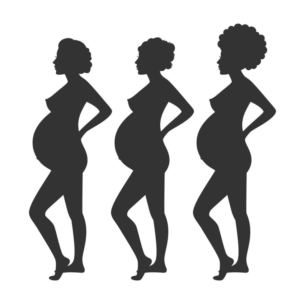 Silhouette of pregnant women vector illustration