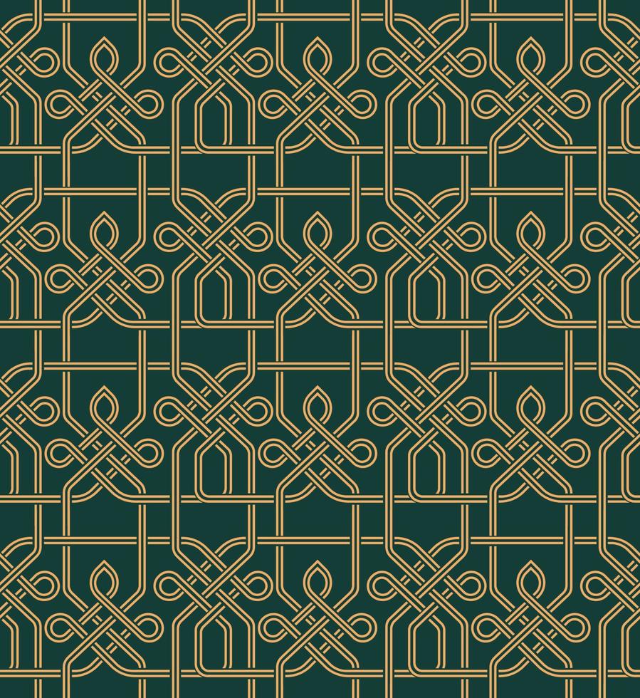 Green and Yellow Knots Nordic Pattern Seamless vector