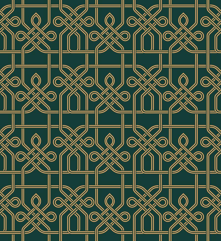 Green and Yellow Knots Nordic Pattern Seamless vector