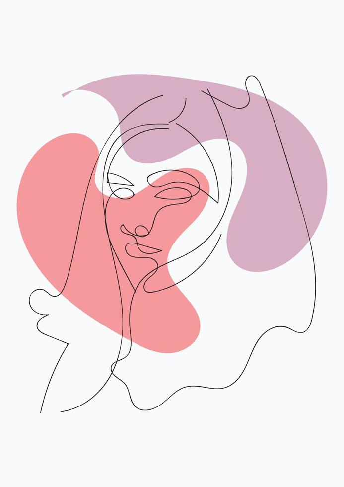Botanical print. Nature symbol of cosmetics. Modern continuous line art. Fashion print. Beaty salon logo vector