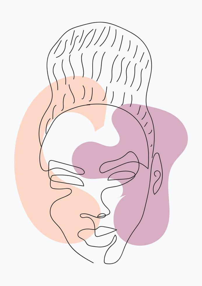 Portrait minimalistic style. Botanical print. Nature symbol of cosmetics vector