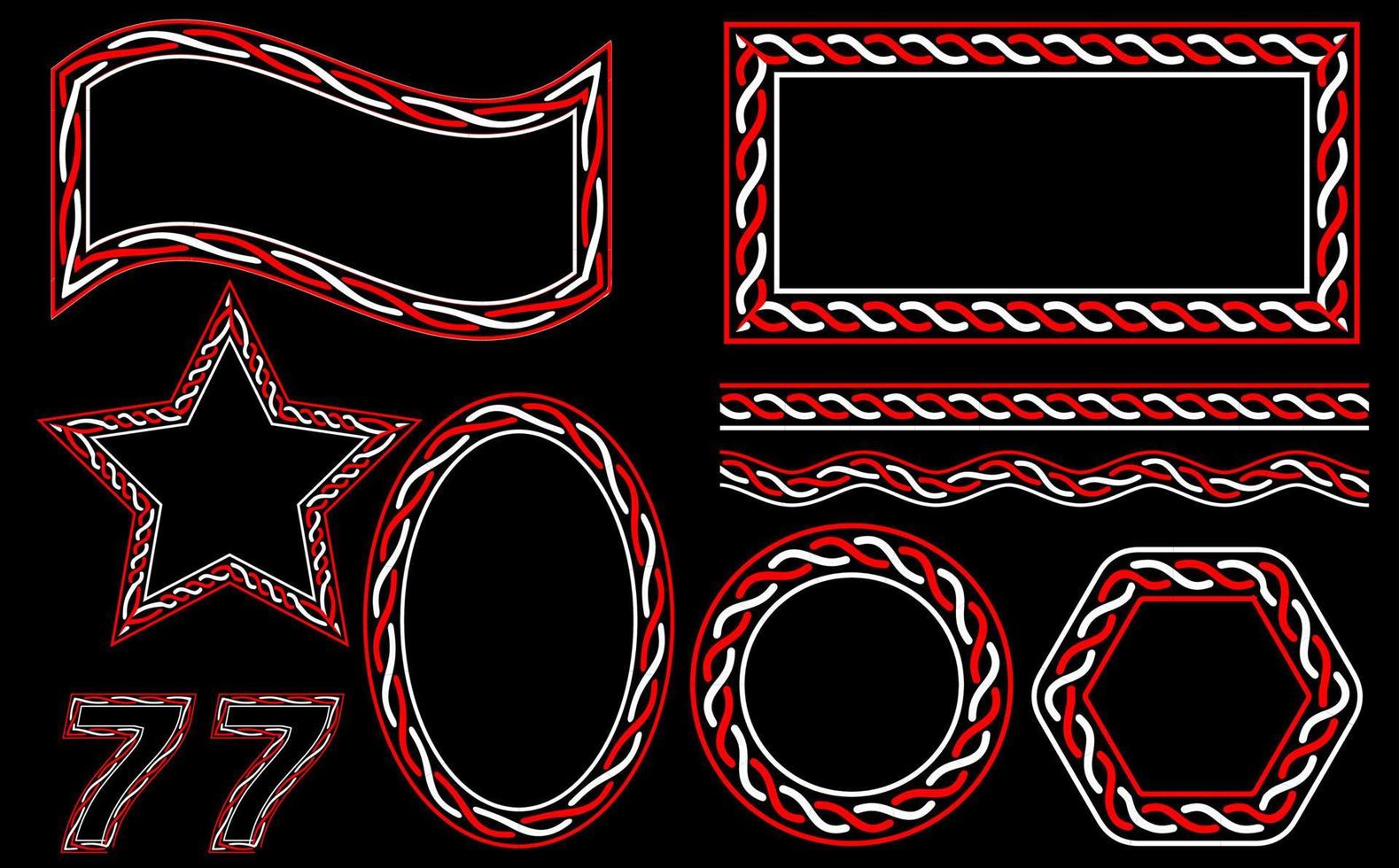 red and white frame set, with various shapes, good for indonesian independence day design vector