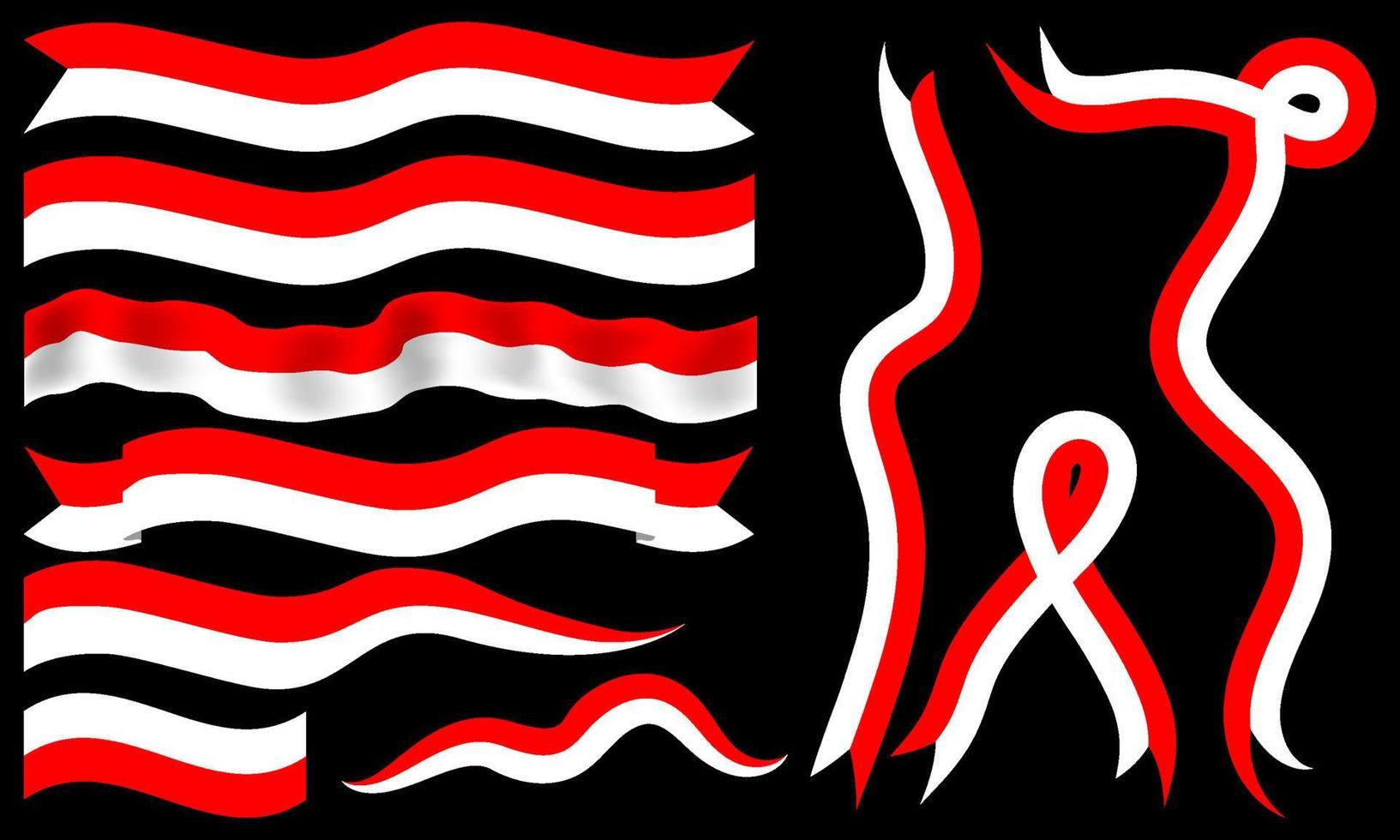 Indonesian flag ribbon set, with various shapes, great for independence day design vector