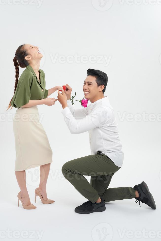 Finally man decided to make proposal to his girlfriend, who is very happy now, saying yes. photo