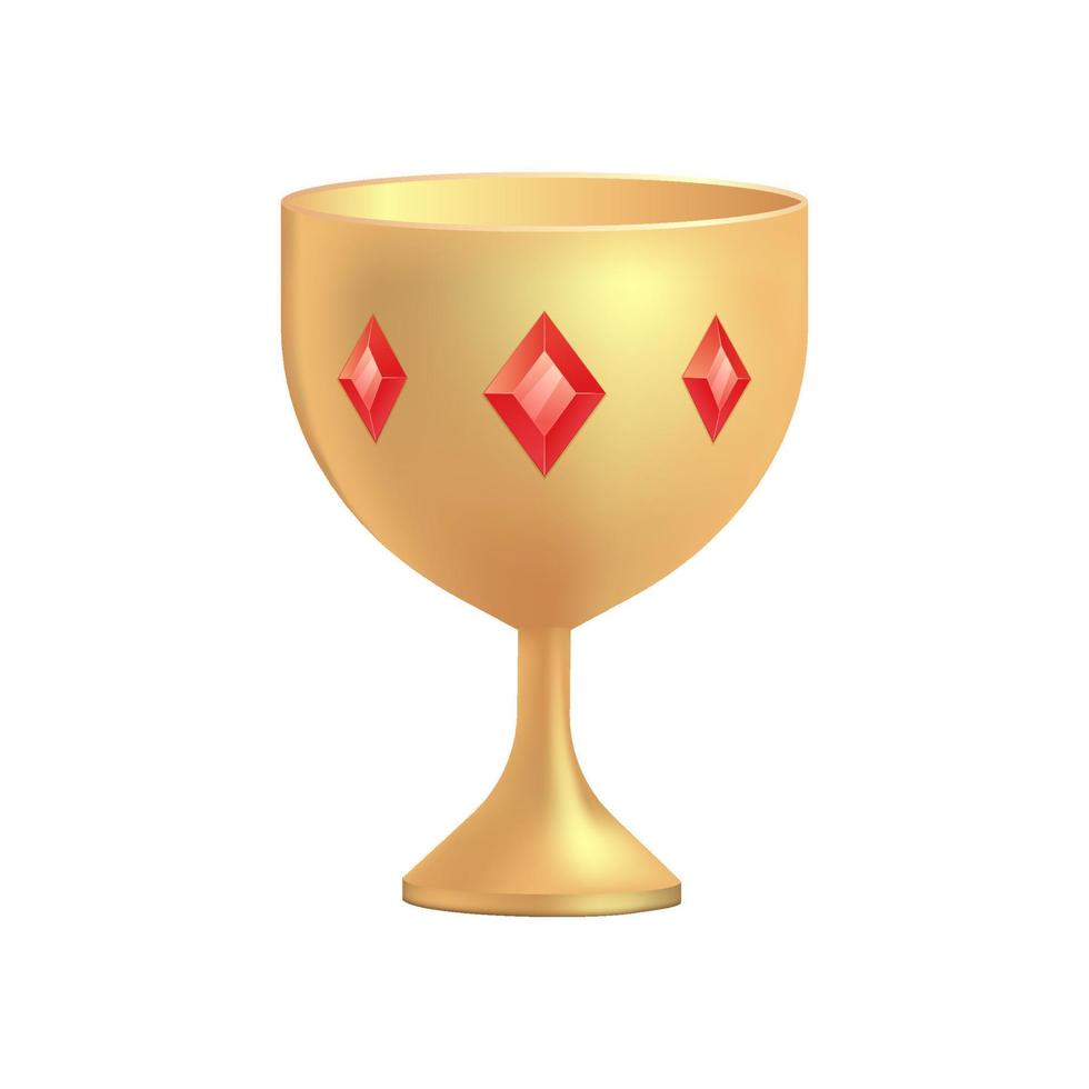 Cartoon cup for king or queen, royal  Monarch grail goblet. Treasure, game assets, gold, monarchy medieval emperor symbol, vector