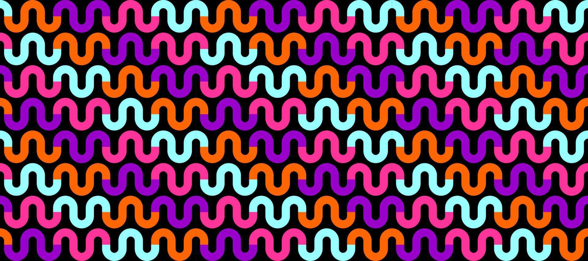 Neon Waves Vector Seamless Background