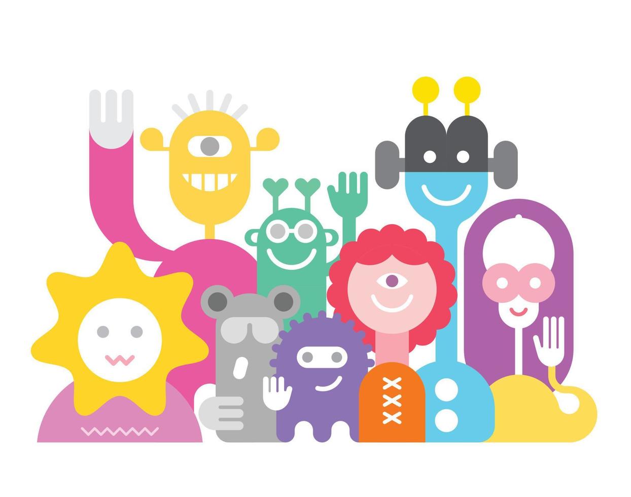 Cheerful Aliens vector illustration