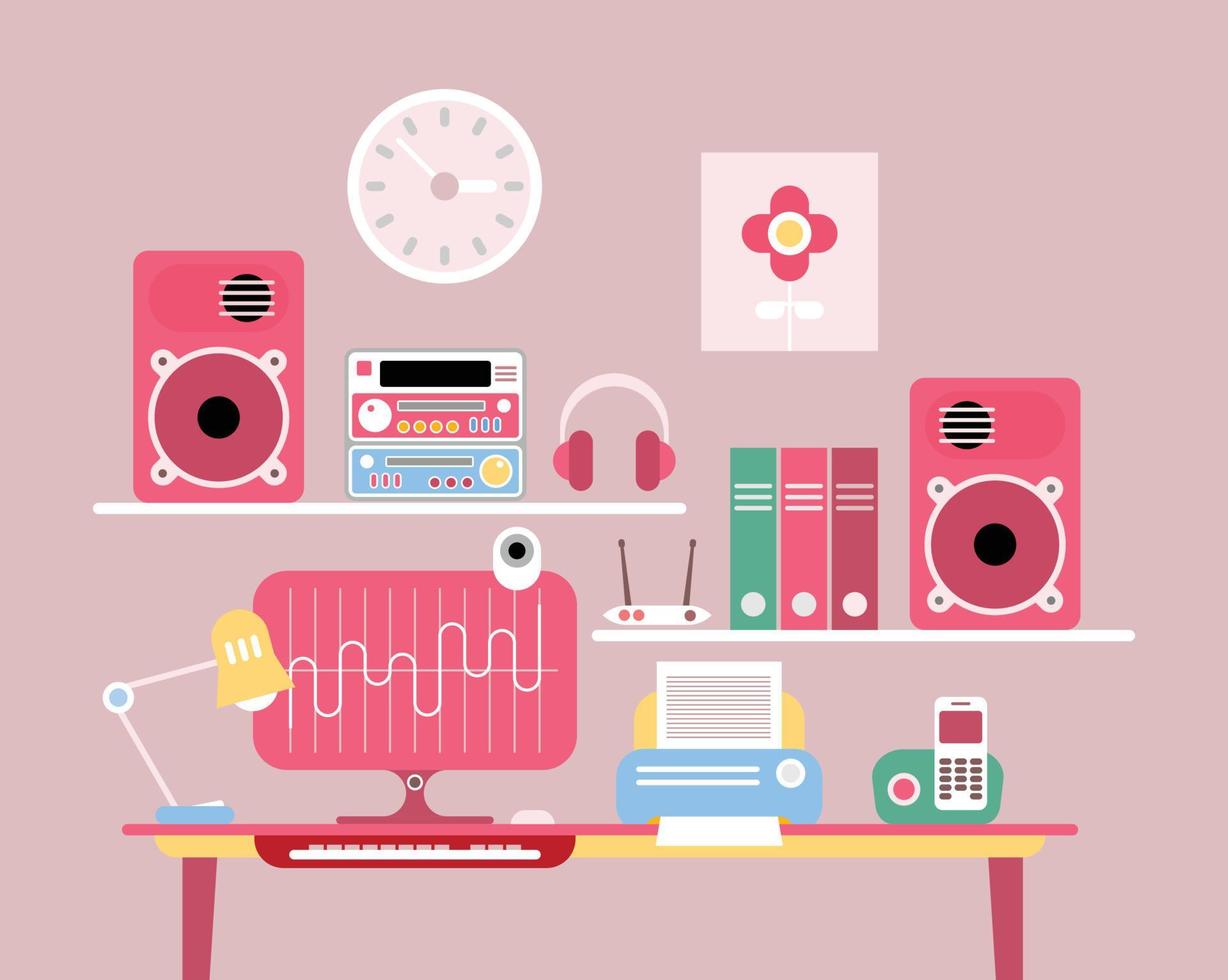 Work Desktop vector illustration